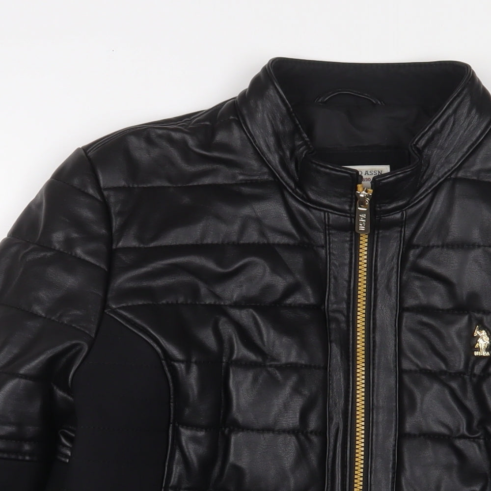 US Polo Assn. Womens Black Jacket Size 14 Zip - Zip Pockets
