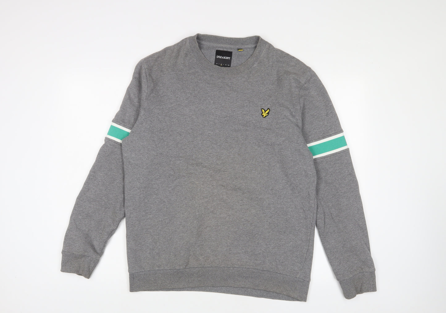 Lyle & Scott Mens Grey Cotton Pullover Sweatshirt Size M - Logo, Embroidered