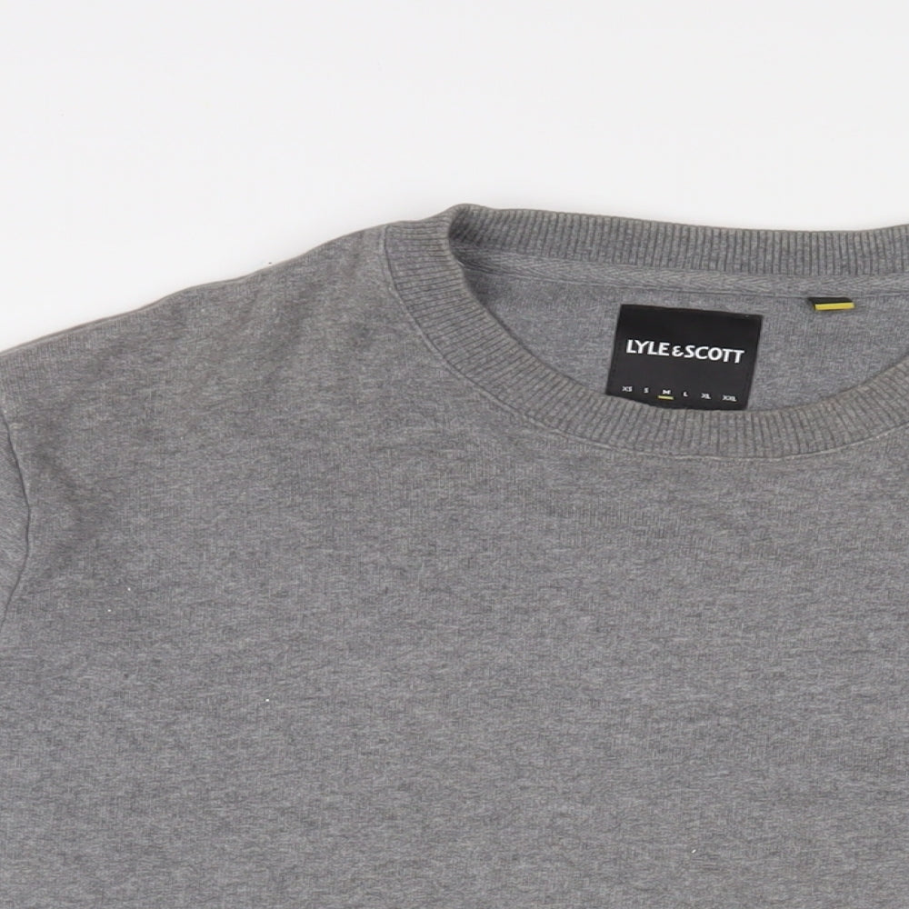 Lyle & Scott Mens Grey Cotton Pullover Sweatshirt Size M - Logo, Embroidered