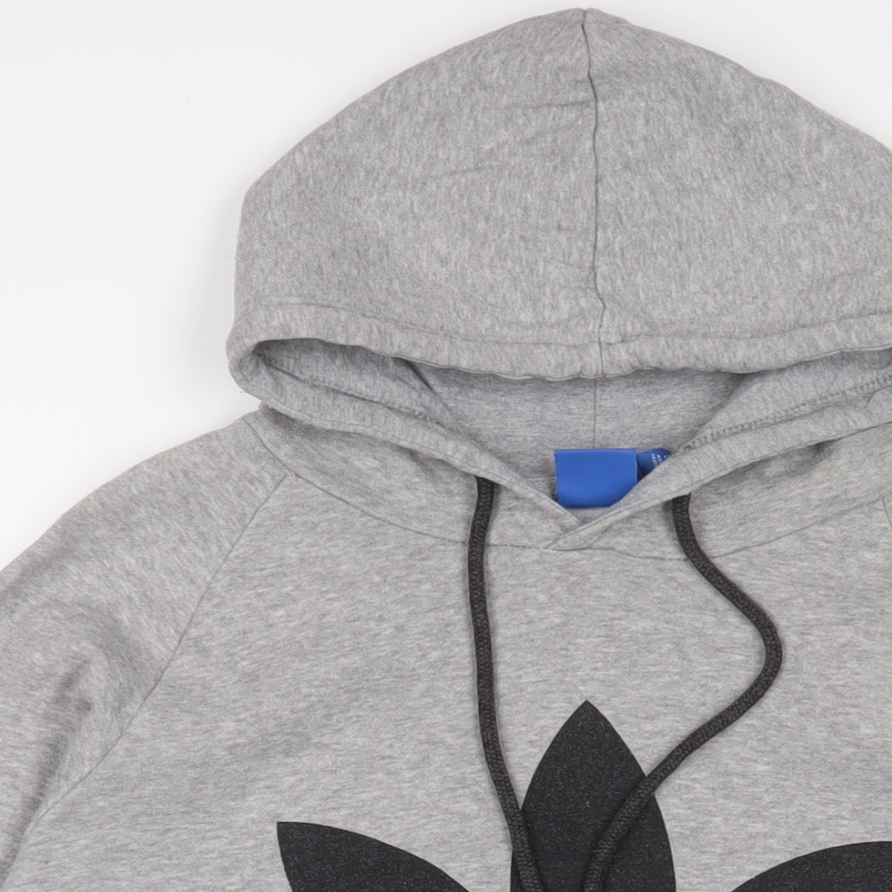 adidas Mens Grey Cotton Pullover Hoodie Size L
