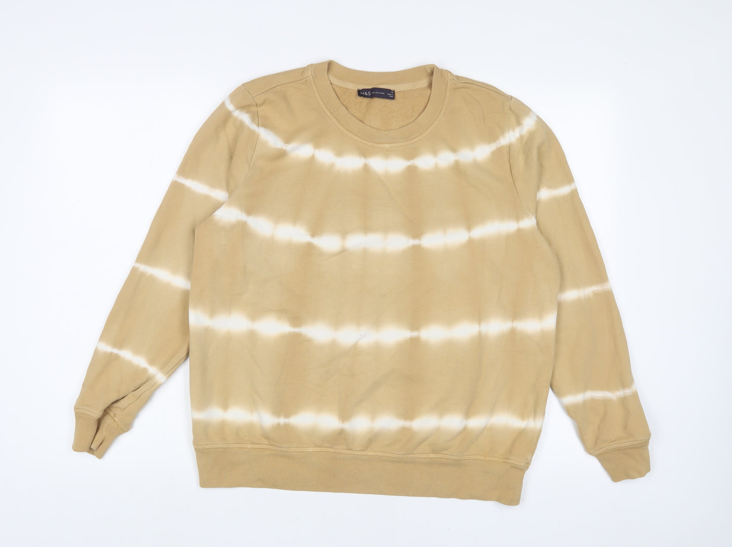 Marks and Spencer Womens Brown Striped Cotton Pullover Sweatshirt Size 14 Pullover