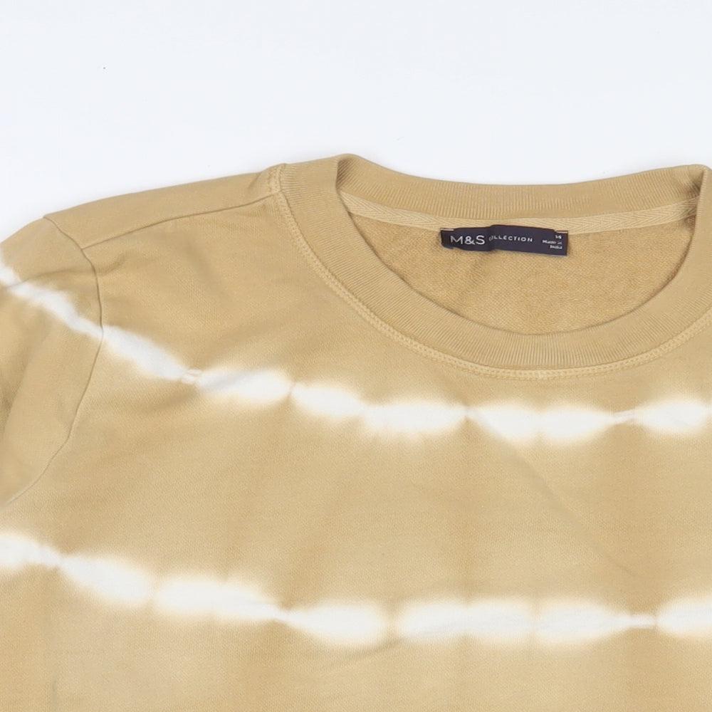 Marks and Spencer Womens Brown Striped Cotton Pullover Sweatshirt Size 14 Pullover