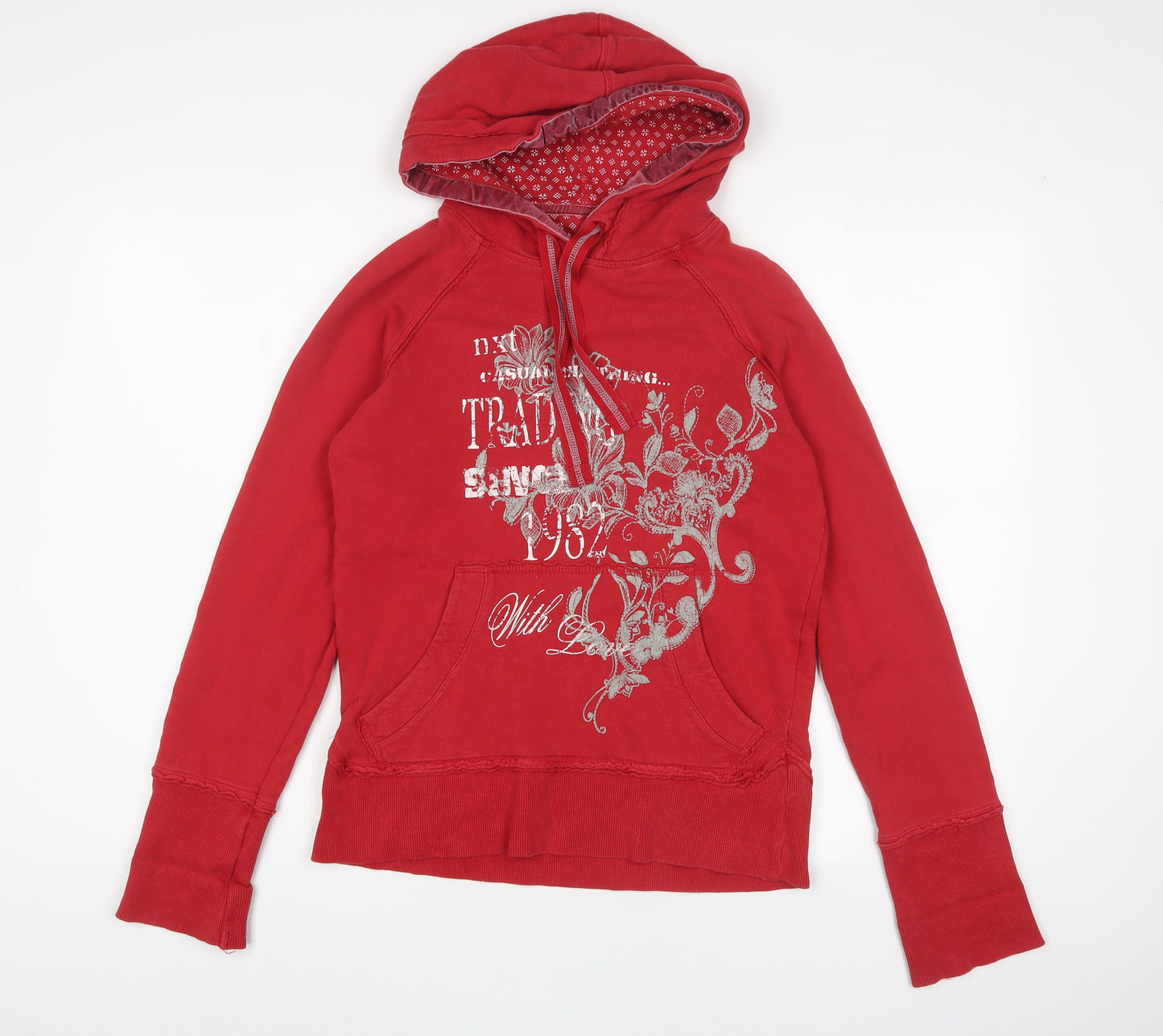 NEXT Womens Red Cotton Pullover Hoodie Size 10 Pullover