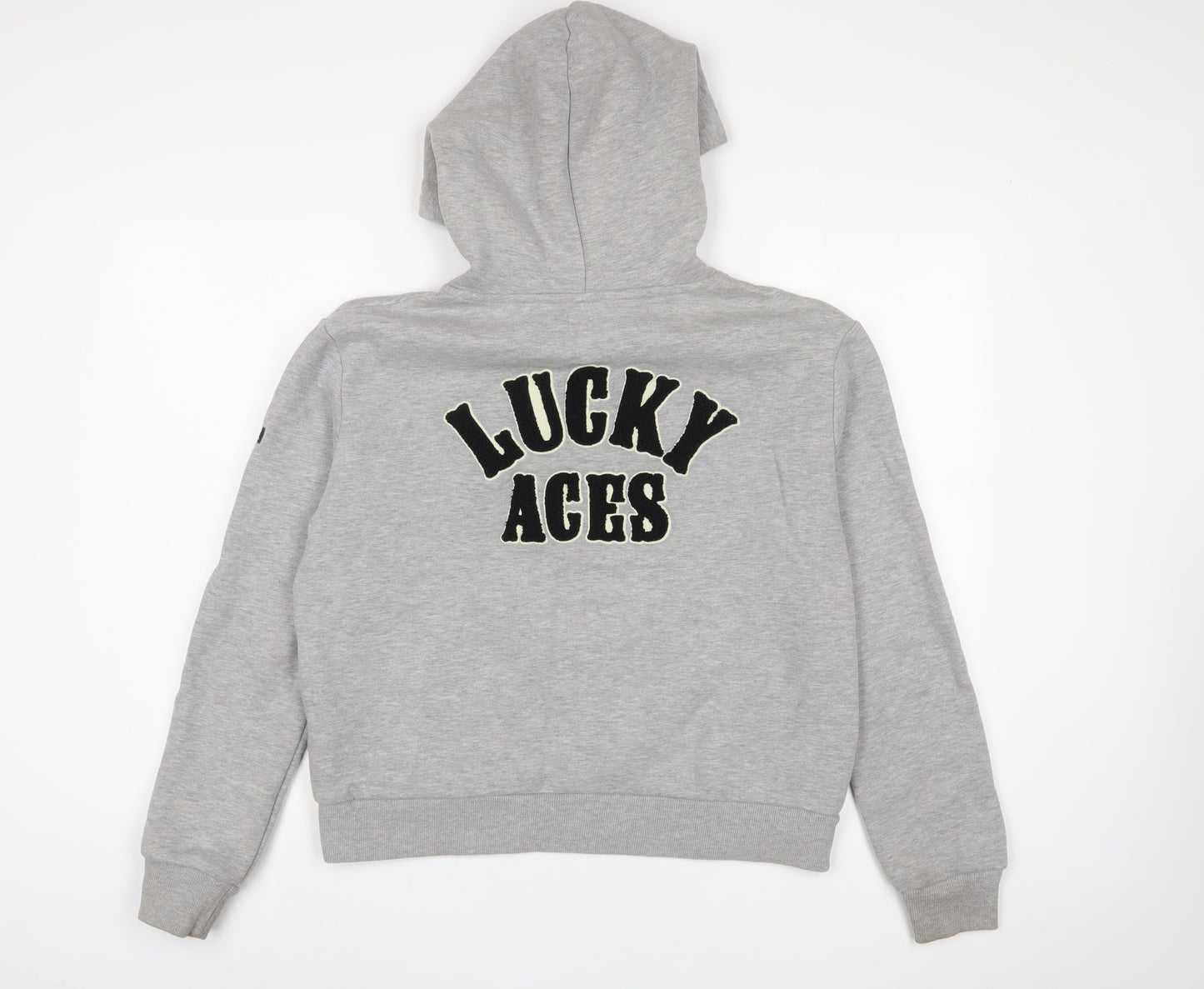 Superdry Womens Grey Cotton Pullover Hoodie Size 12 Pullover - Embroidered