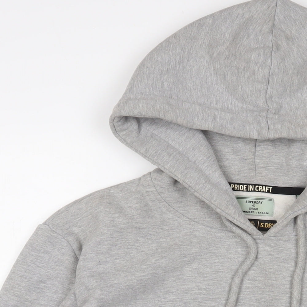 Superdry Womens Grey Cotton Pullover Hoodie Size 12 Pullover - Embroidered