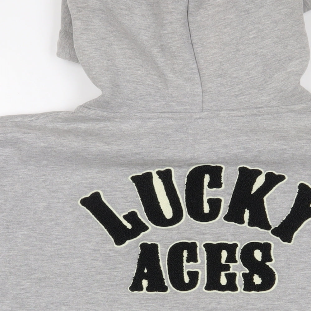 Superdry Womens Grey Cotton Pullover Hoodie Size 12 Pullover - Embroidered