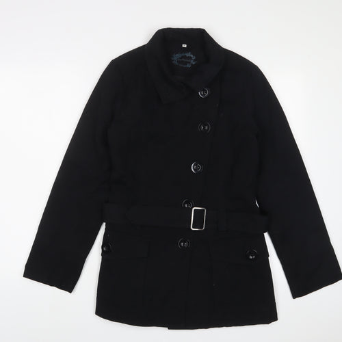 Authentic Womens Black Jacket Size 10 Button - Belted