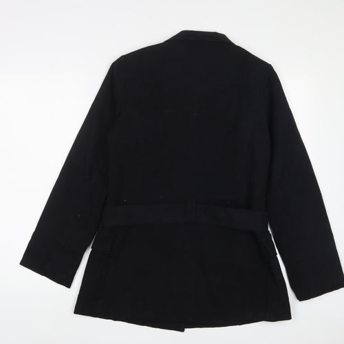 Authentic Womens Black Jacket Size 10 Button - Belted