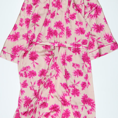Marks and Spencer Womens Pink Floral Polyester Top Gown Size XL Tie - Belted