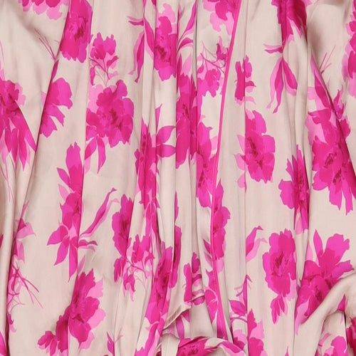 Marks and Spencer Womens Pink Floral Polyester Top Gown Size XL Tie - Belted