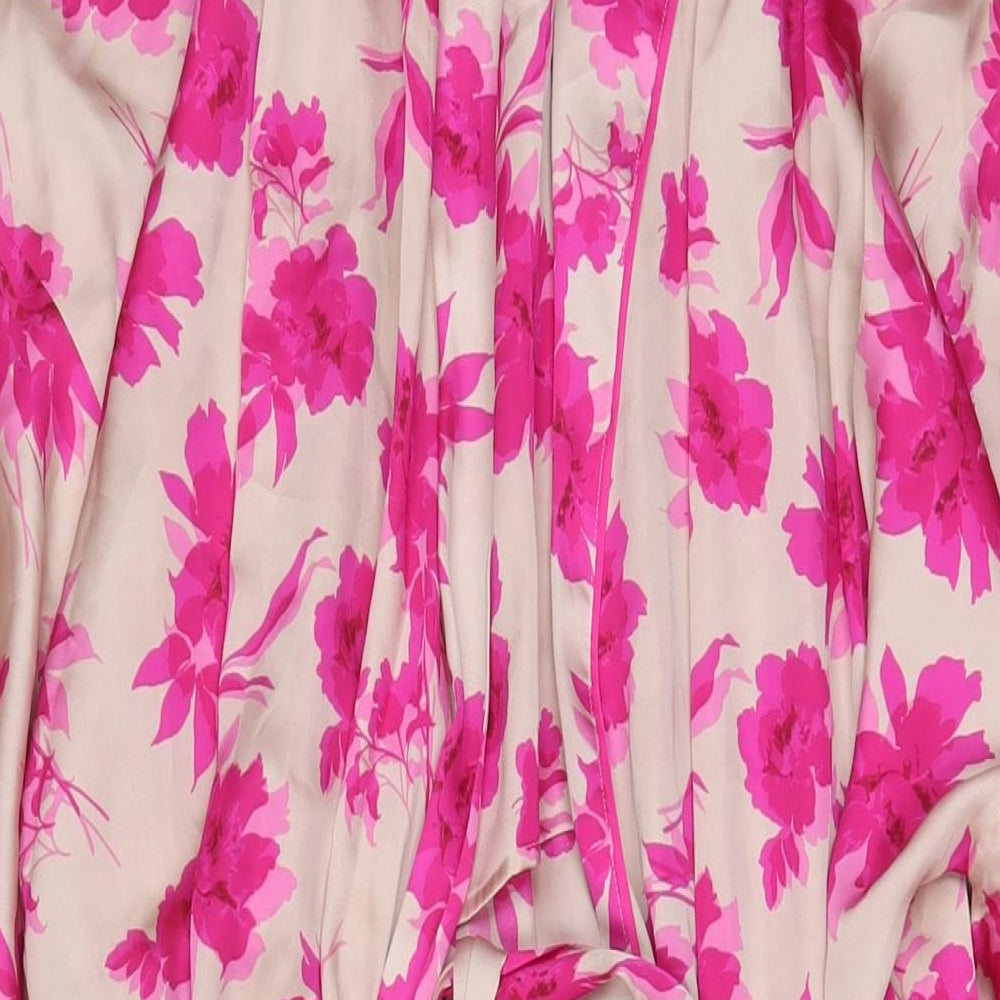 Marks and Spencer Womens Pink Floral Polyester Top Gown Size XL Tie - Belted