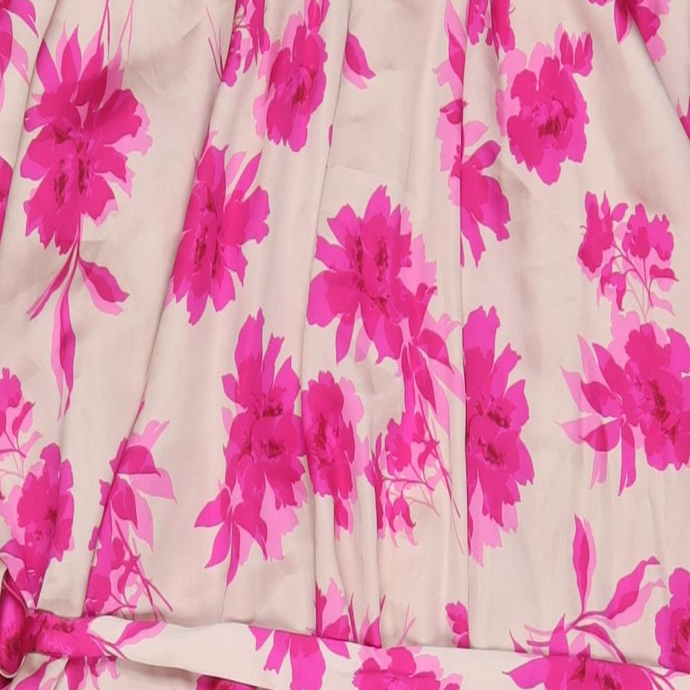 Marks and Spencer Womens Pink Floral Polyester Top Gown Size XL Tie - Belted