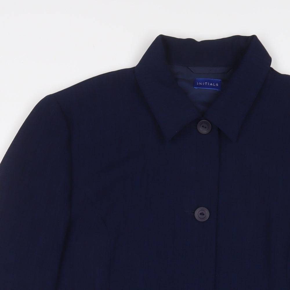 Initials Womens Blue Jacket Size 18 Button