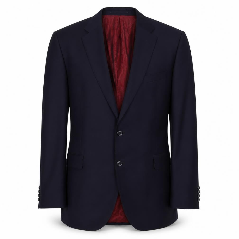 Front view of Marks & Spencer men’s blue wool jacket suit jacket, size 44, regular - inside pockets