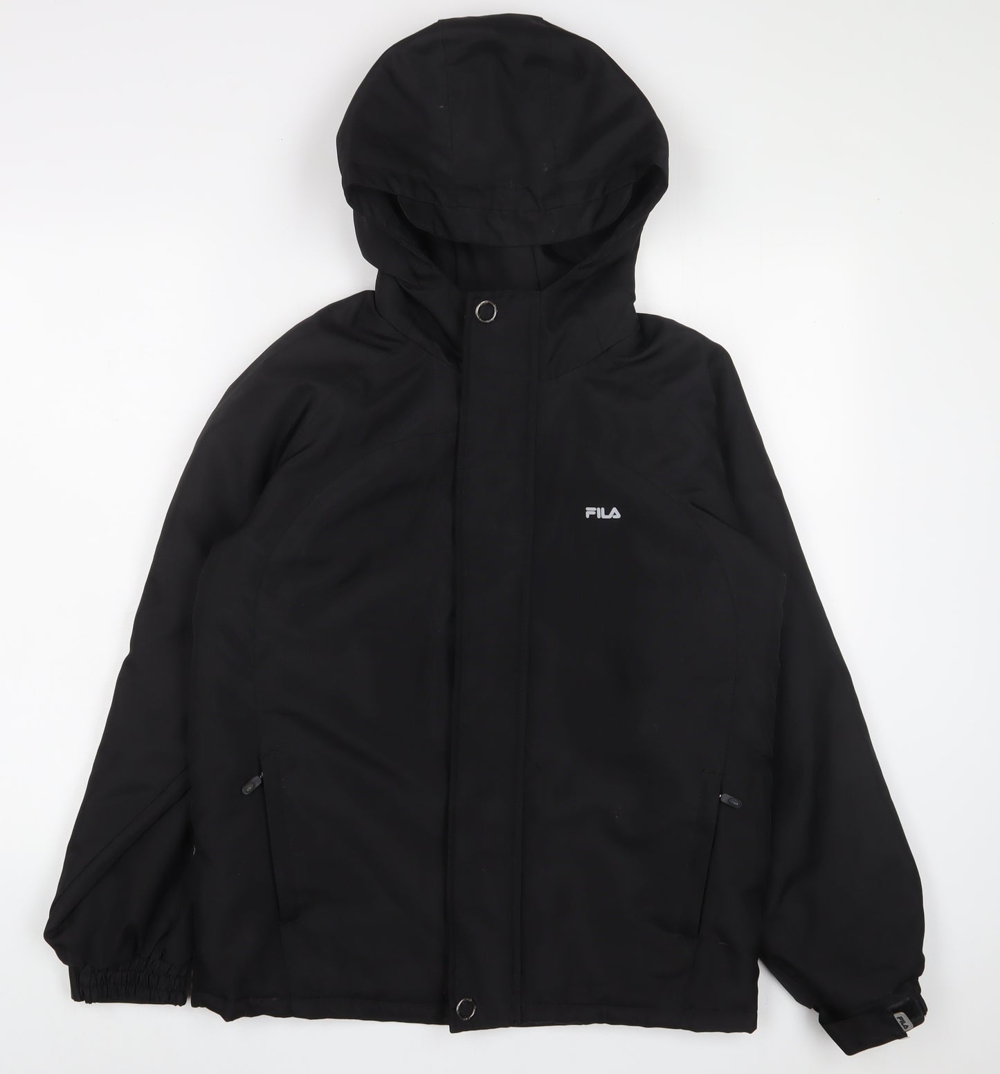 FILA Boys Black Basic Coat Coat Size 16 Years Zip - Zip Pockets