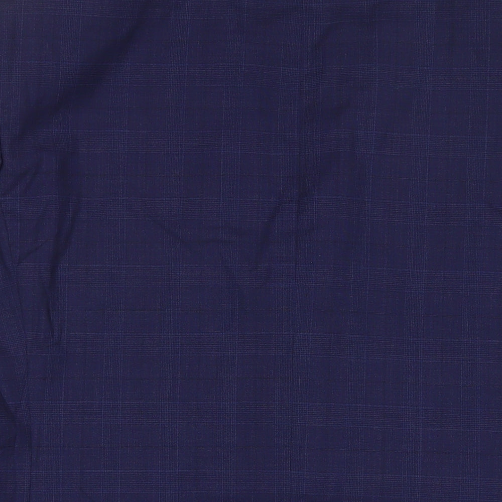 T.M.Lewin Mens Blue Plaid Wool Jacket Suit Jacket Size 40 Regular - Inside Pockets