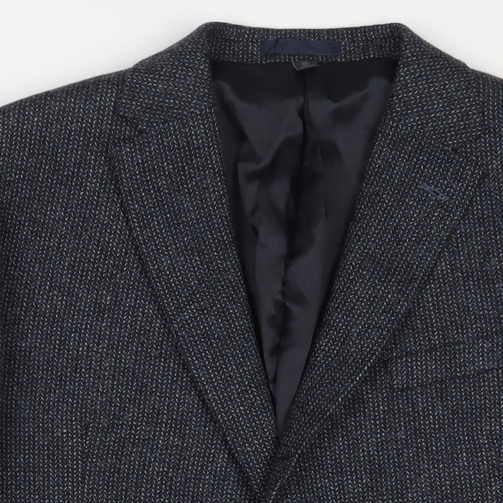 Marks and Spencer Mens Blue Wool Jacket Suit Jacket Size 44 Regular - Inside Pockets