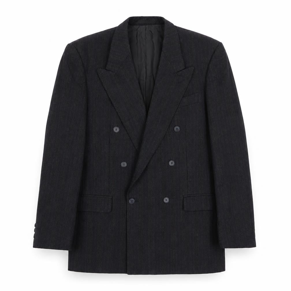 Front view of Marks & Spencer men’s grey wool jacket suit jacket, size 40, regular - inside pockets