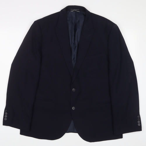 Marks and Spencer Mens Blue Wool Jacket Suit Jacket Size 44 Regular - Inside Pockets