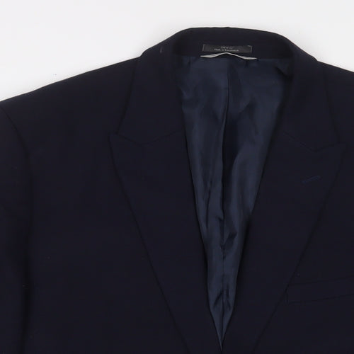 Marks and Spencer Mens Blue Wool Jacket Suit Jacket Size 44 Regular - Inside Pockets