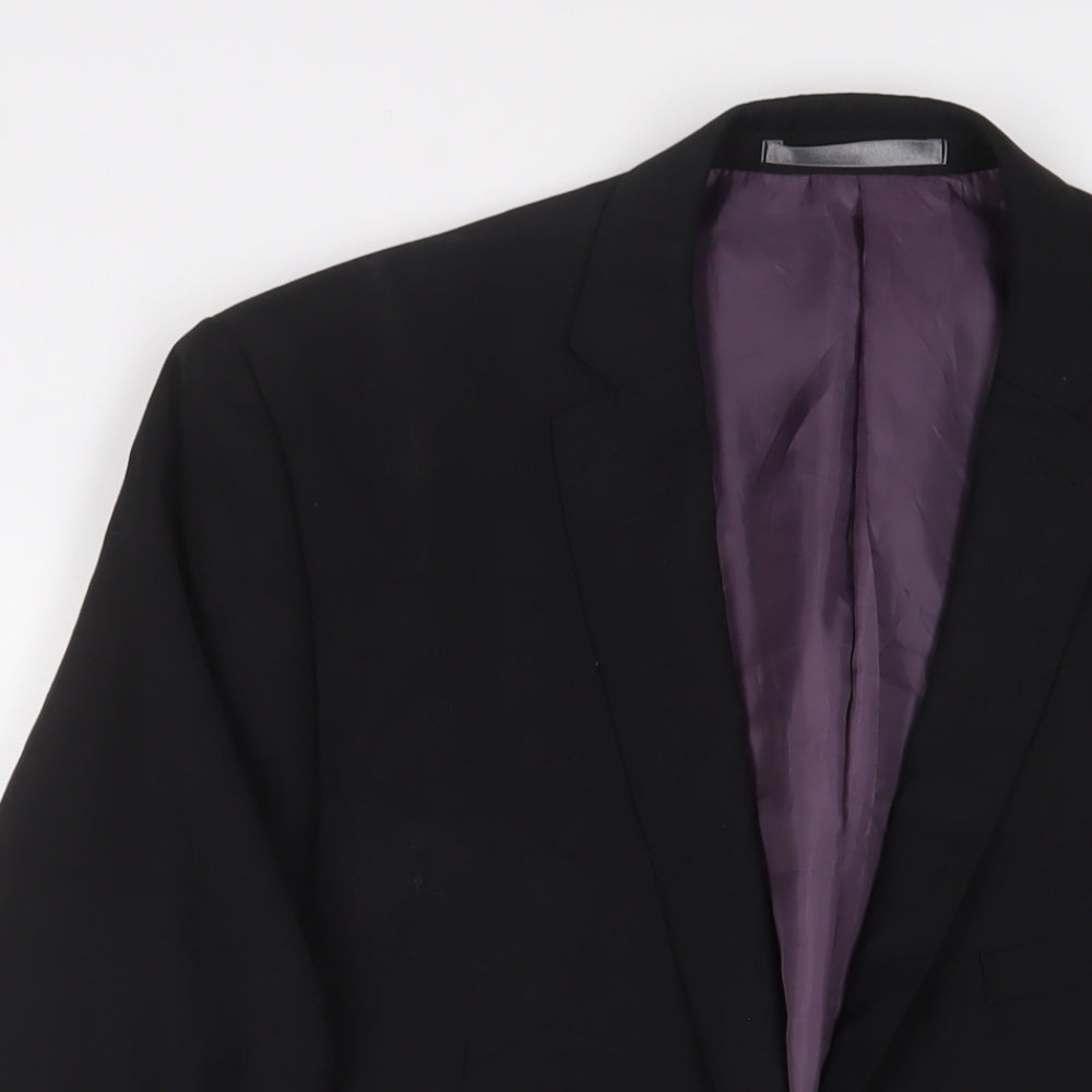 Red Herring Mens Black Polyester Jacket Suit Jacket Size 42 Regular - Inside Pockets