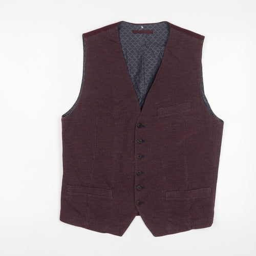 Ted Baker Mens Red Polyester Jacket Suit Waistcoat Size 40 Regular