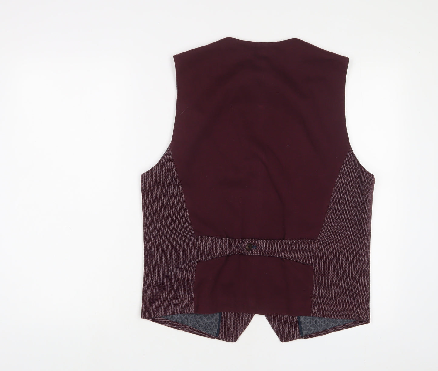 Ted Baker Mens Red Polyester Jacket Suit Waistcoat Size 40 Regular