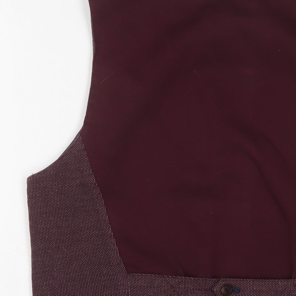 Ted Baker Mens Red Polyester Jacket Suit Waistcoat Size 40 Regular