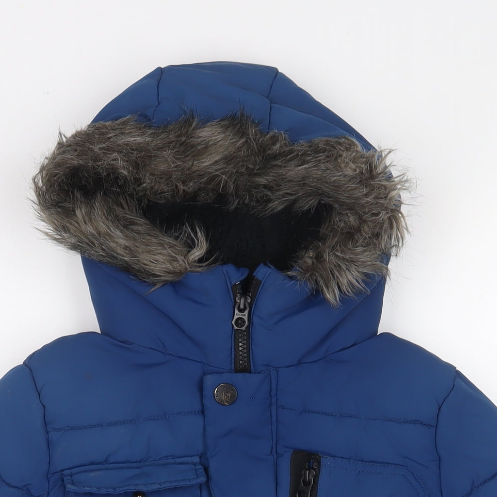 NEXT Boys Blue Basic Coat Coat Size 6 Years Zip