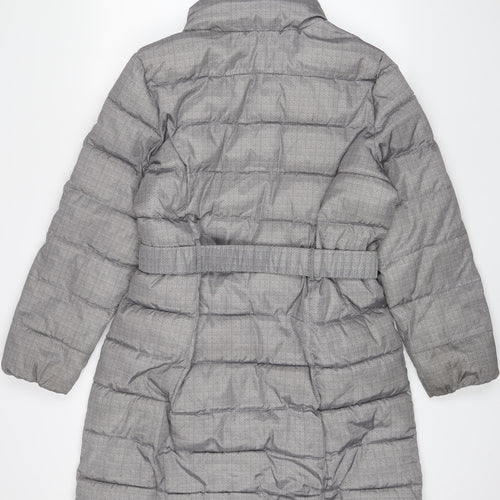 Bonmarché Womens Grey Geometric Quilted Coat Size 16 Zip - Belted
