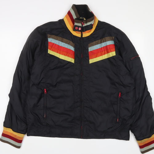 Unstable Womens Black Striped Jacket Size L Zip - Zip Pockets