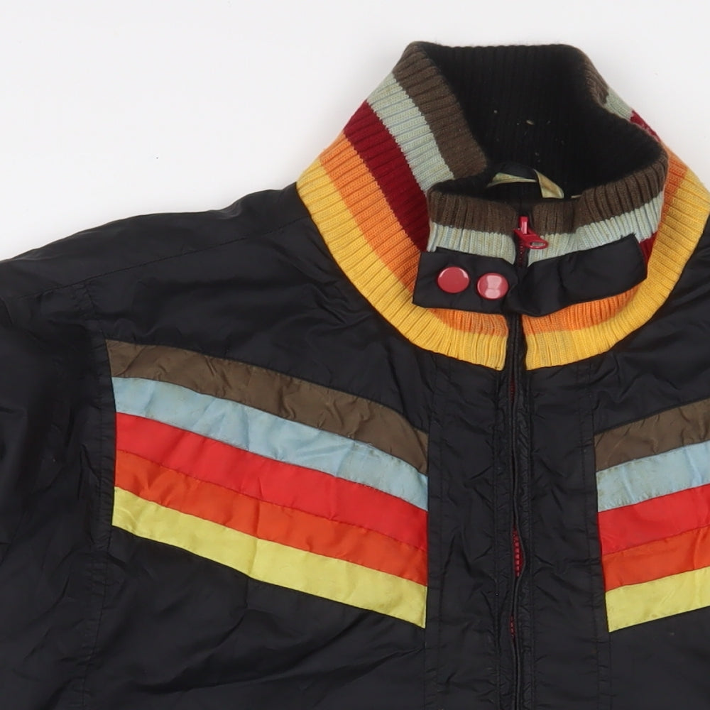 Unstable Womens Black Striped Jacket Size L Zip - Zip Pockets