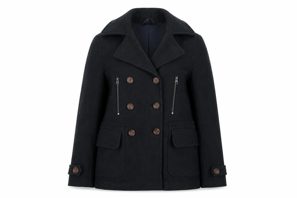 Front view of Indigo women’s green military jacket jacket, size UK 10, button - zip pockets