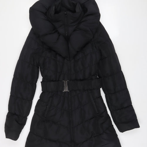 VERO MODA Womens Black Jacket Coat Size M Zip - Belted