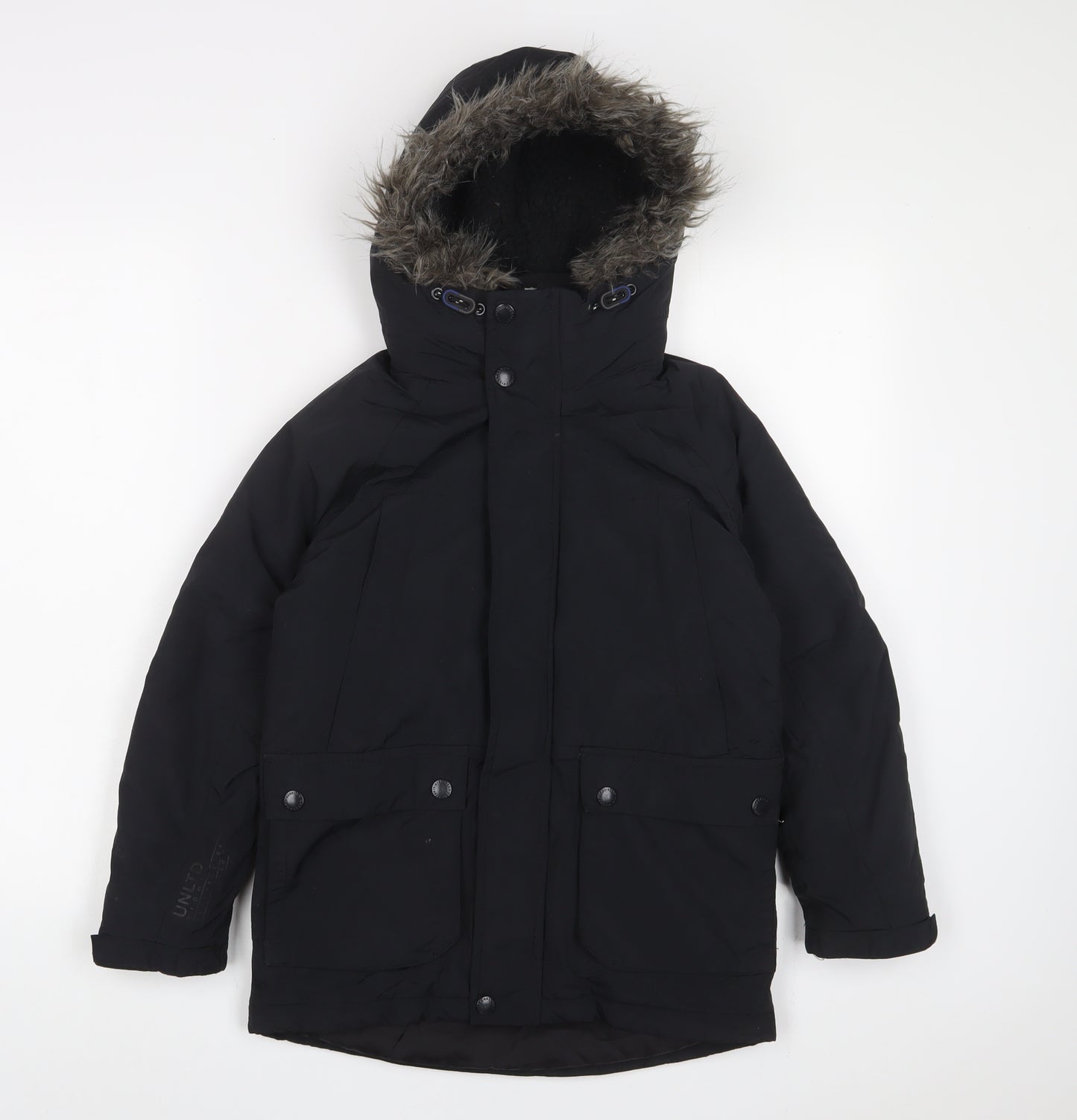 NEXT Boys Black Basic Coat Coat Size 9 Years Zip - Pockets