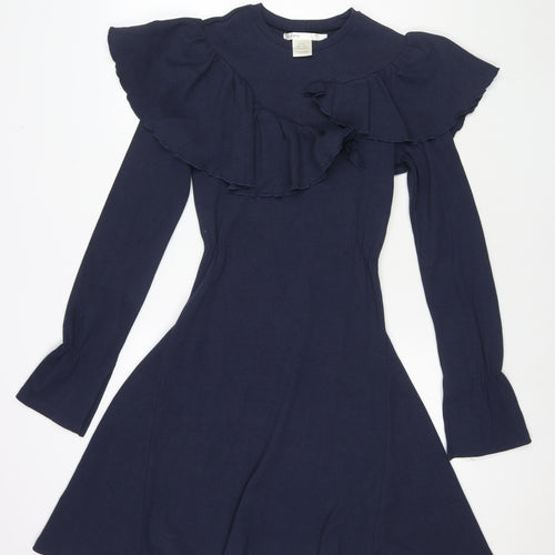 Eren Vintage Womens Blue Cotton Fit & Flare Size XS Round Neck Pullover