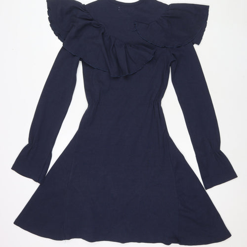 Eren Vintage Womens Blue Cotton Fit & Flare Size XS Round Neck Pullover