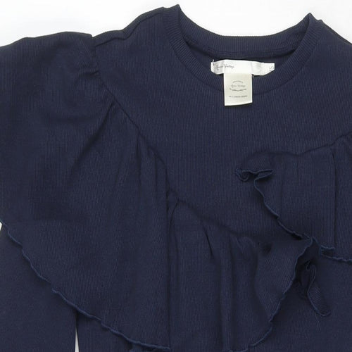 Eren Vintage Womens Blue Cotton Fit & Flare Size XS Round Neck Pullover