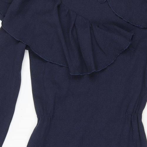 Eren Vintage Womens Blue Cotton Fit & Flare Size XS Round Neck Pullover