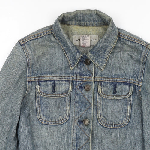 Warehouse Womens Blue Jacket Size 8 Button