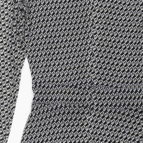 Esprit Womens Black Geometric Polyester Fit & Flare Size M V-Neck Zip