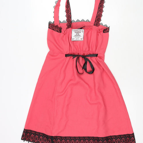 Dolly Dare Womens Pink Polyester Mini Size S Square Neck Pullover - Lace Detail