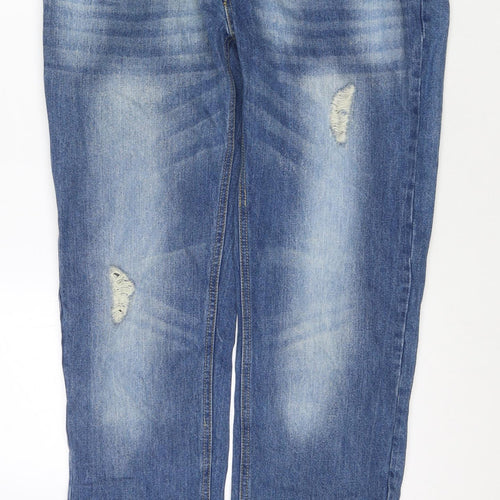 PEP&CO Mens Blue Cotton Straight Jeans Size 34 in L32 in Regular Zip