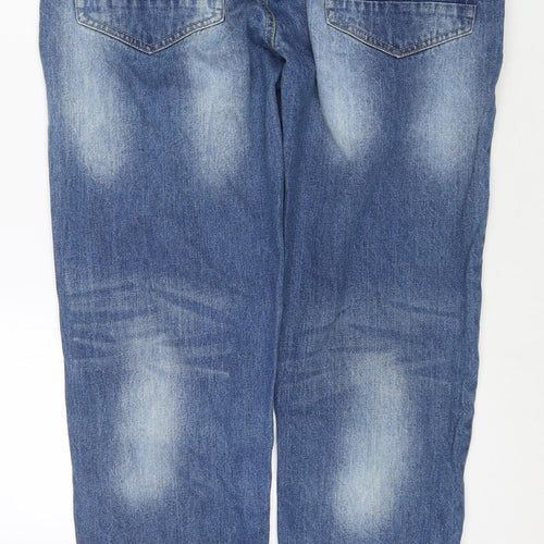 PEP&CO Mens Blue Cotton Straight Jeans Size 34 in L32 in Regular Zip
