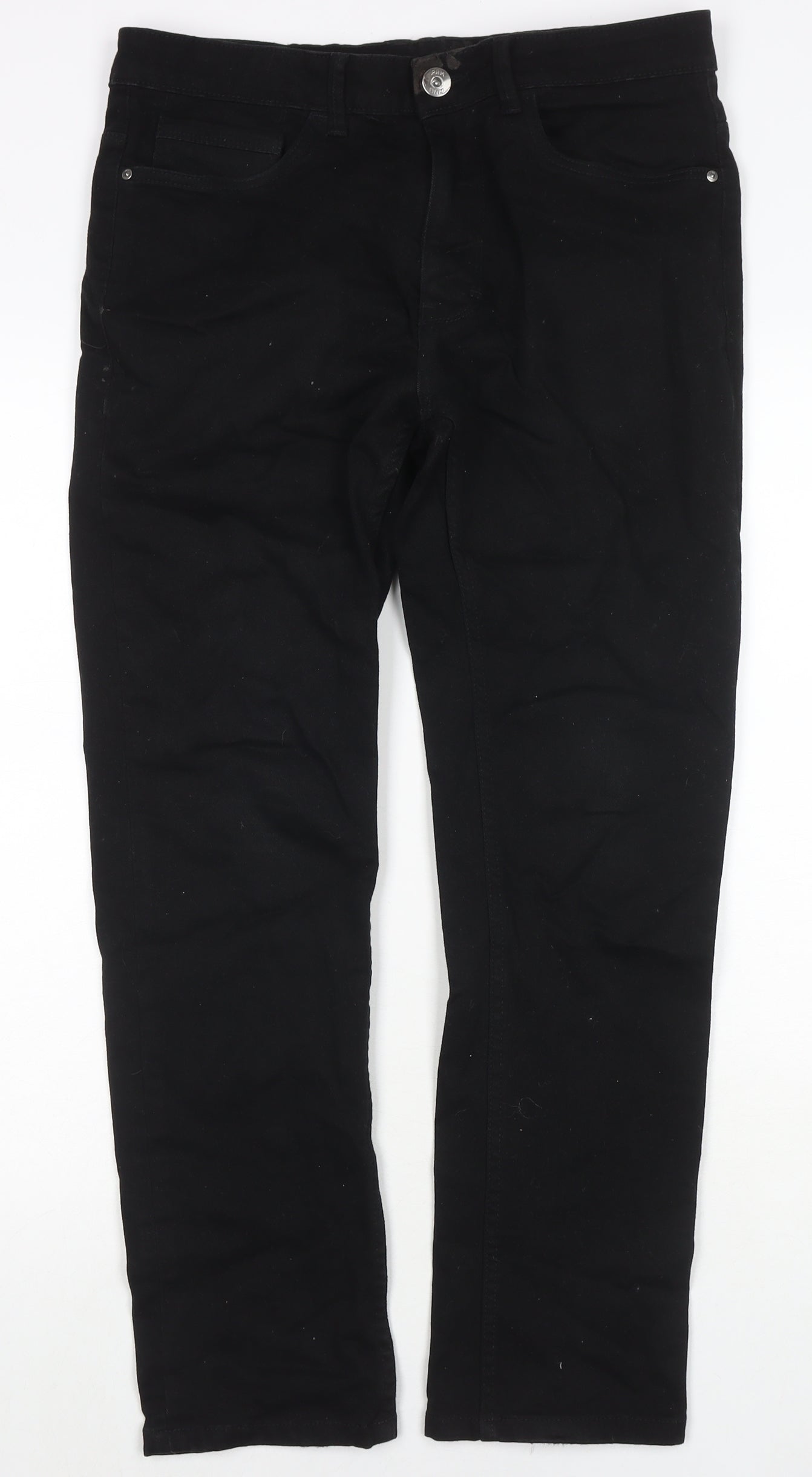 George Mens Black Cotton Straight Jeans Size 34 in L29 in Regular Zip