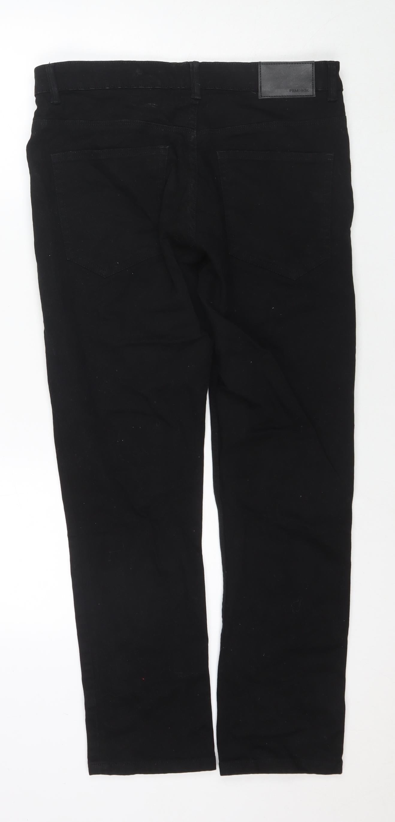 George Mens Black Cotton Straight Jeans Size 34 in L29 in Regular Zip