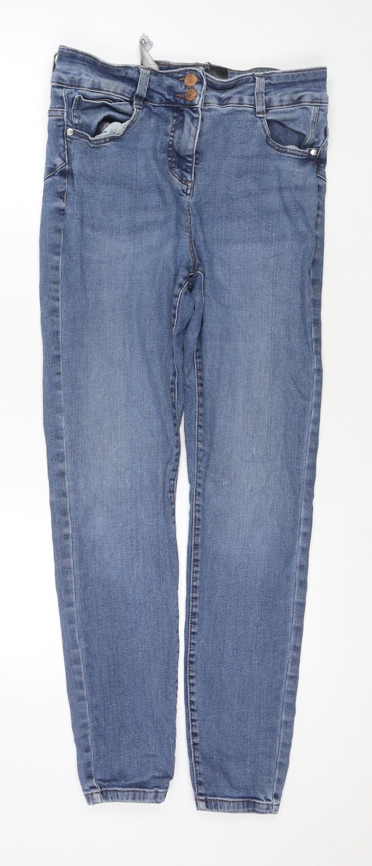 NEXT Womens Blue Polyester Blend Skinny Jeans Size 12 L28 in Regular Zip