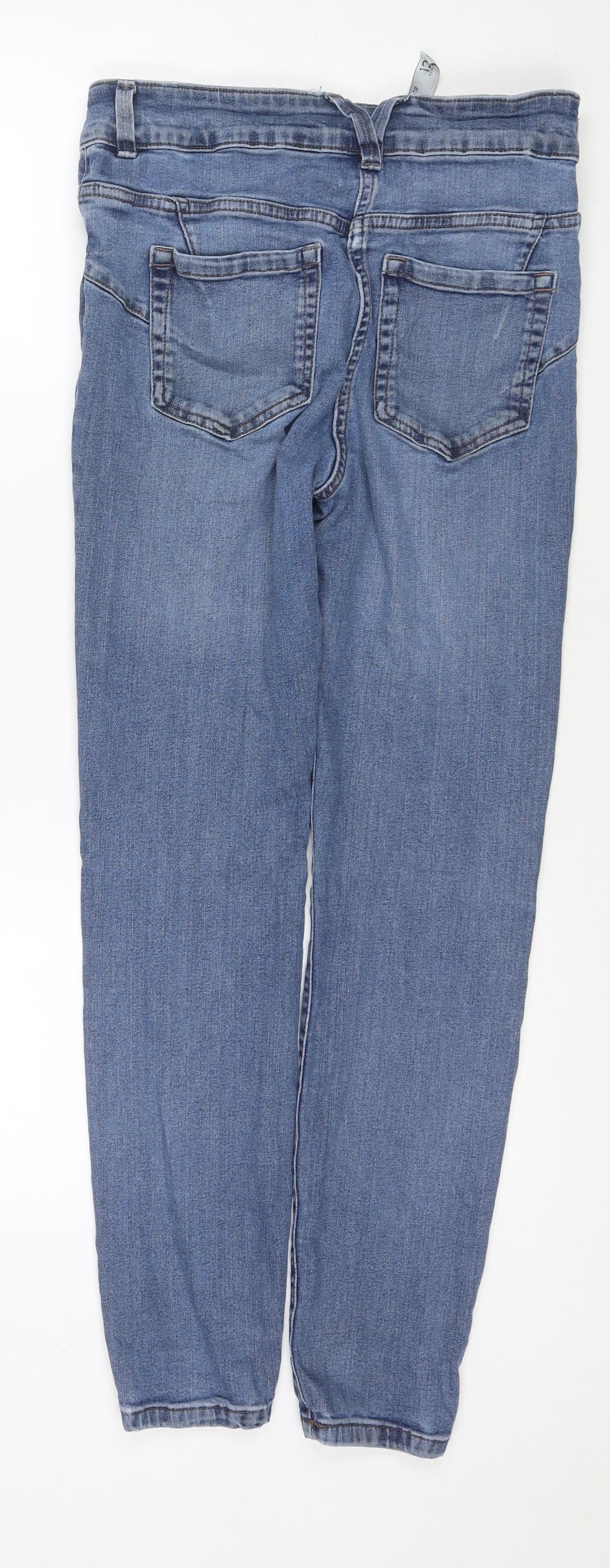 NEXT Womens Blue Polyester Blend Skinny Jeans Size 12 L28 in Regular Zip