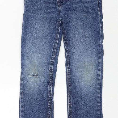 NEXT Boys Blue Cotton Straight Jeans Size 5 Years Regular Zip - Distressed