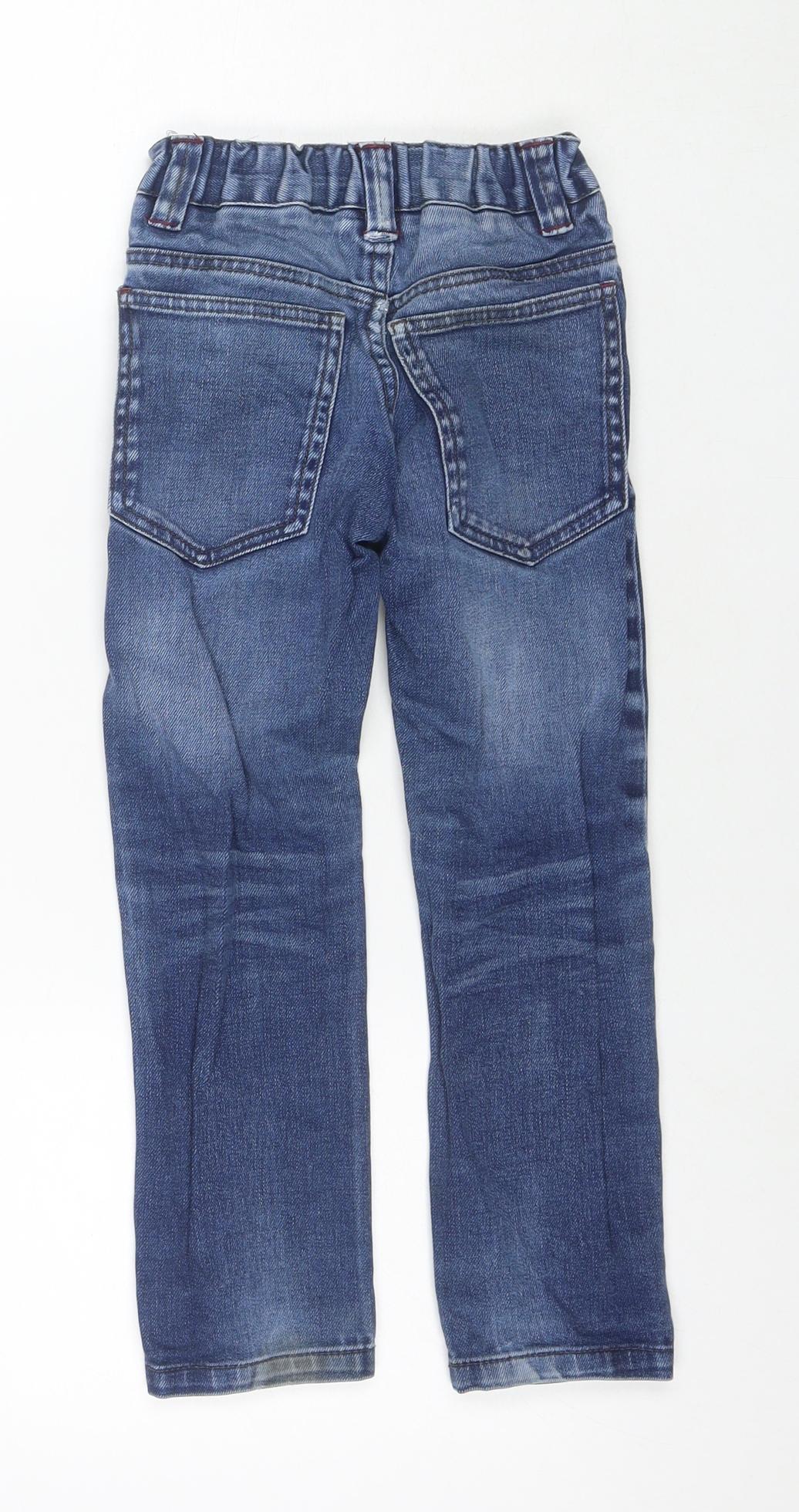NEXT Boys Blue Cotton Straight Jeans Size 5 Years Regular Zip - Distressed
